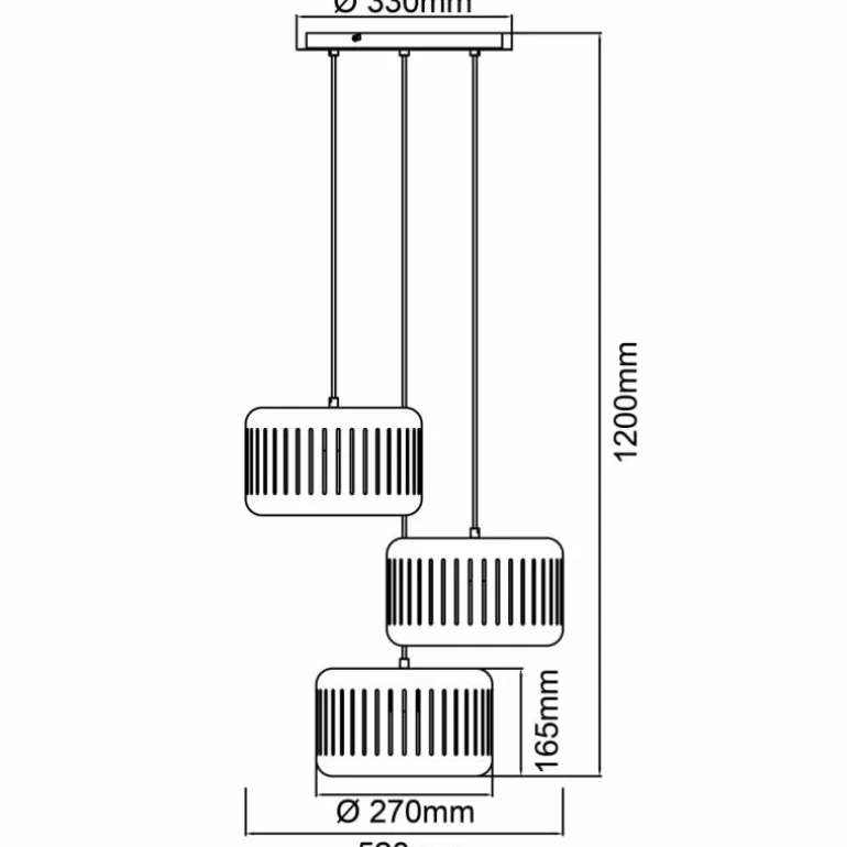 Suspension Brilliant Tyas Noir, 3 lumières