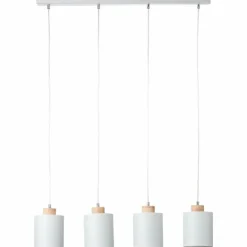 Suspension Brilliant Vonnie Gris, Bois clair, 4 lumières