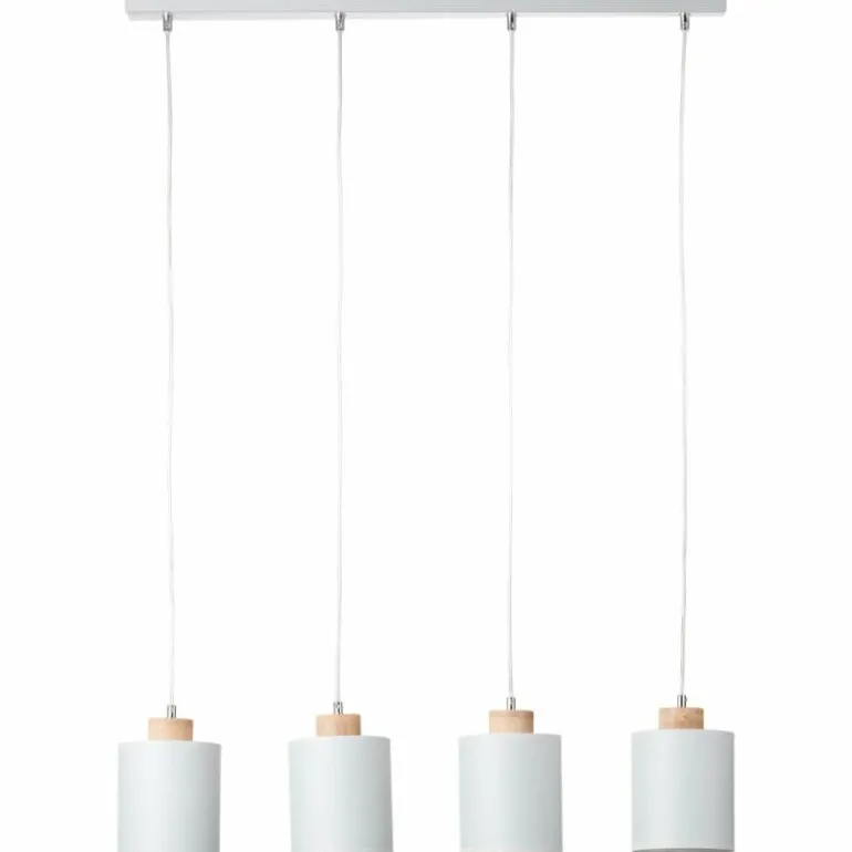 Suspension Brilliant Vonnie Gris, Bois clair, 4 lumières