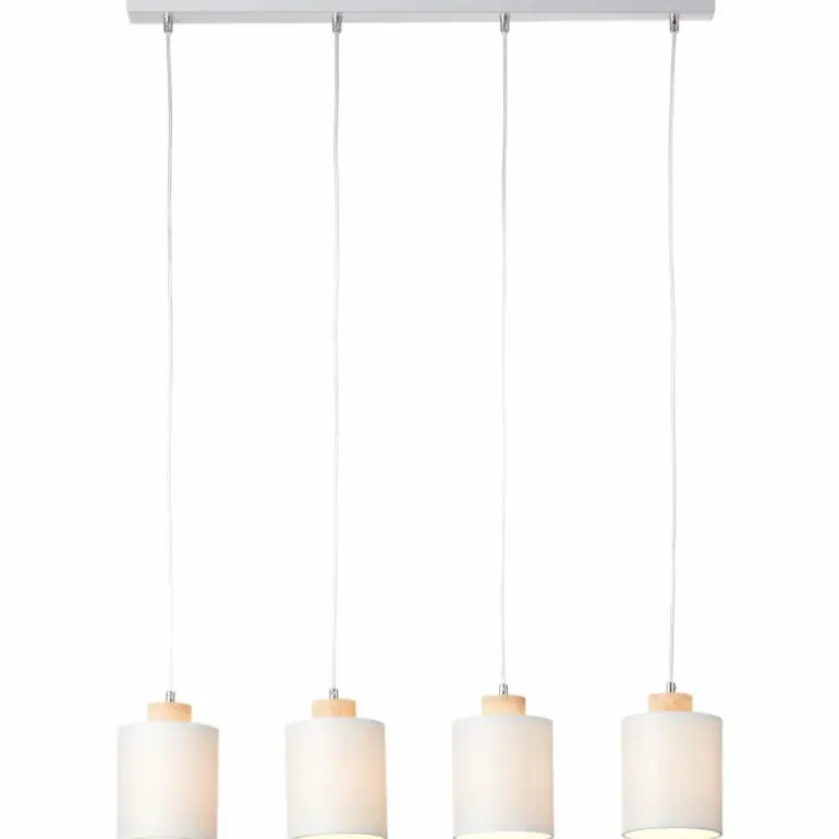 Suspension Brilliant Vonnie Gris, Bois clair, 4 lumières