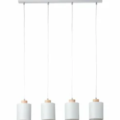 Suspension Brilliant Vonnie Gris, Bois clair, 4 lumières