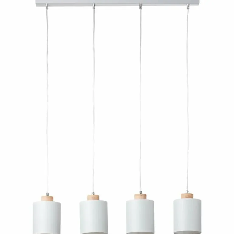Suspension Brilliant Vonnie Gris, Bois clair, 4 lumières