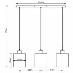 Suspension Brilliant Weald Noir, 3 lumières