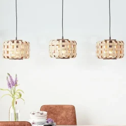 Suspension Brilliant Woodline Noir, 3 lumières