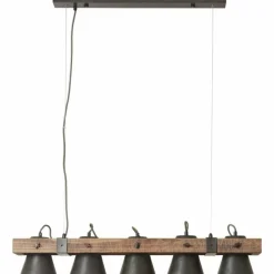 Suspension Brilliant-Leuchten Decca Bois foncé, Noir, 5 lumières