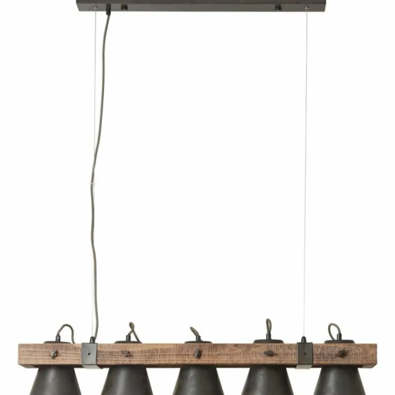 Suspension Brilliant-Leuchten Decca Bois foncé, Noir, 5 lumières