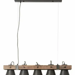 Suspension Brilliant-Leuchten Decca Bois foncé, Noir, 5 lumières