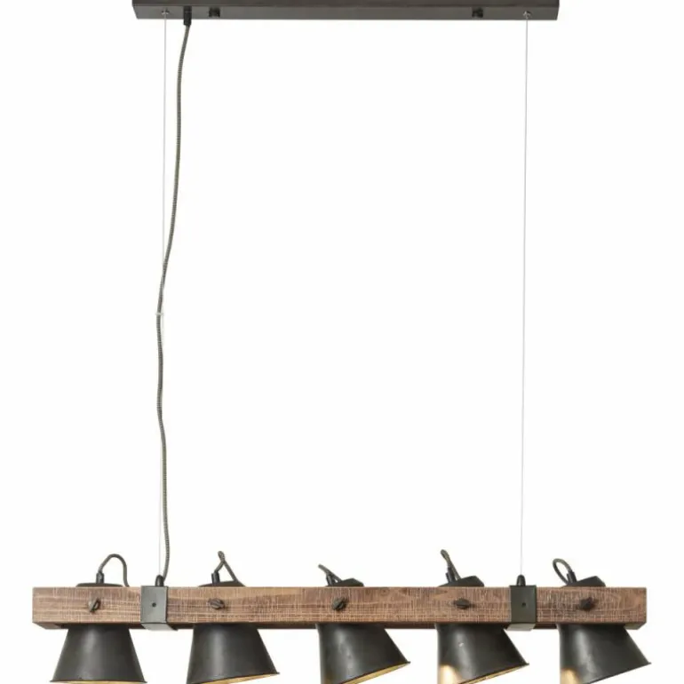 Suspension Brilliant-Leuchten Decca Bois foncé, Noir, 5 lumières