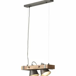 Suspension Brilliant-Leuchten Decca Bois foncé, Noir, 2 lumières