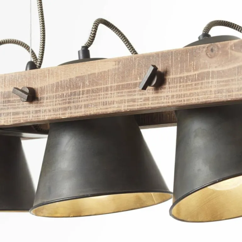 Suspension Brilliant-Leuchten Decca Bois foncé, Noir, 3 lumières