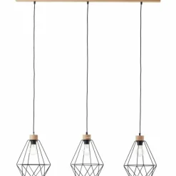 Suspension Brilliant-Leuchten Drewno Bois clair, Noir, 3 lumières