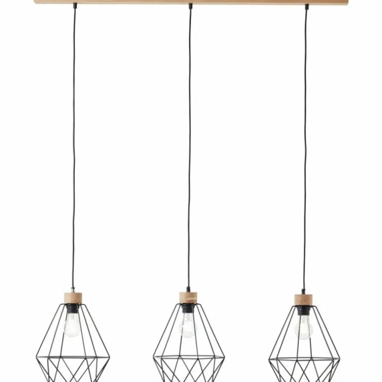 Suspension Brilliant-Leuchten Drewno Bois clair, Noir, 3 lumières