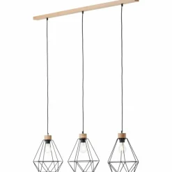 Suspension Brilliant-Leuchten Drewno Bois clair, Noir, 3 lumières