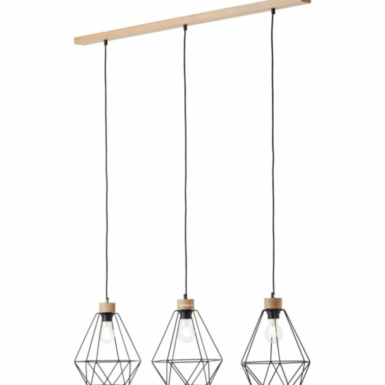 Suspension Brilliant-Leuchten Drewno Bois clair, Noir, 3 lumières