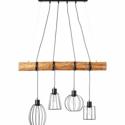 Suspension Brilliant-Leuchten Keyla Écru, Noir, 4 lumières