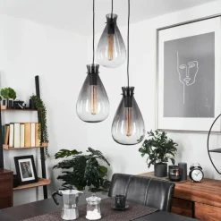 Suspension Brolla Noir, 3 lumières