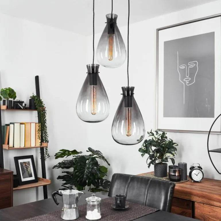 Suspension Brolla Noir, 3 lumières