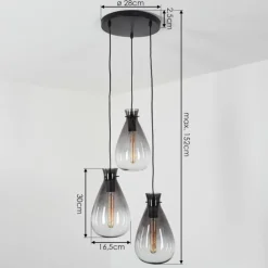 Suspension Brolla Noir, 3 lumières