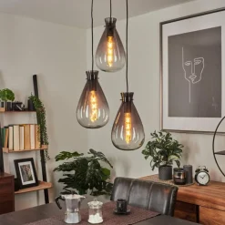 Suspension Brolla Noir, 3 lumières