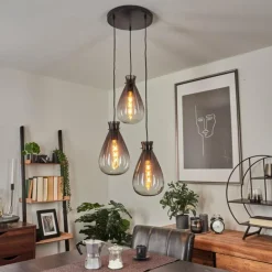 Suspension Brolla Noir, 3 lumières