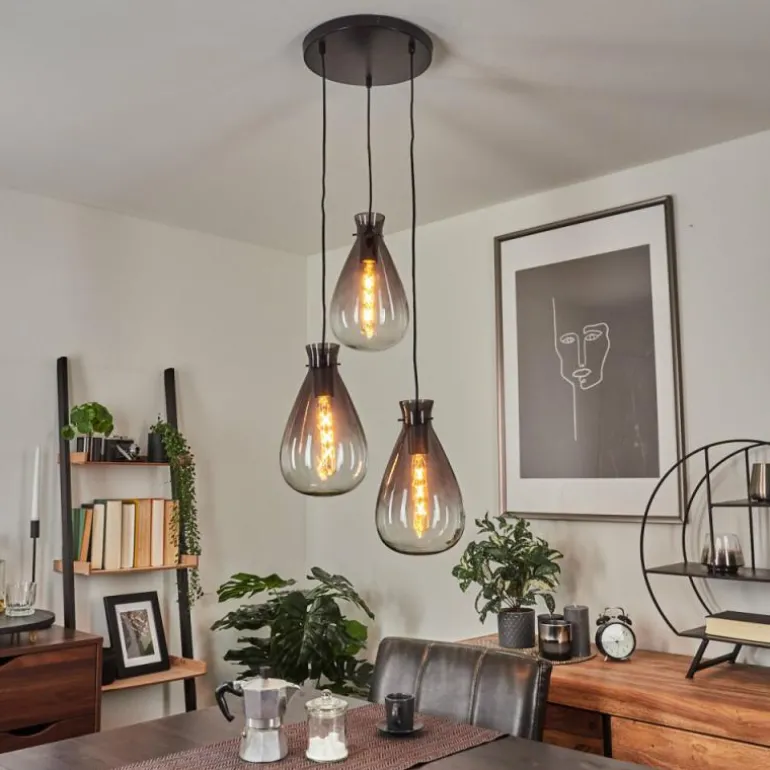 Suspension Brolla Noir, 3 lumières