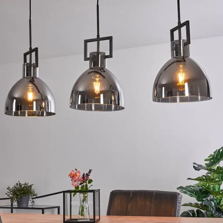 Suspension Buzova Gris, Noir, 3 lumières