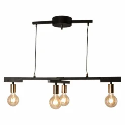 Suspension By Rydens Zeona Laiton, Noir, 4 lumières