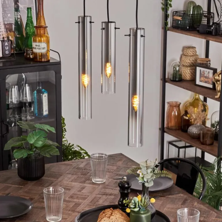 Suspension Caimitte Clair, Fumé, 3 lumières