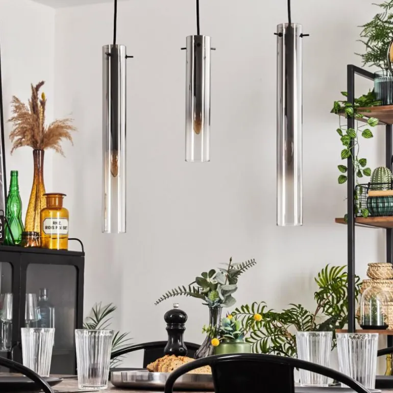 Suspension Caimitte Clair, Fumé, 3 lumières