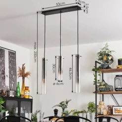 Suspension Caimitte Clair, Fumé, 3 lumières