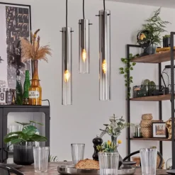 Suspension Caimitte Clair, Fumé, 3 lumières