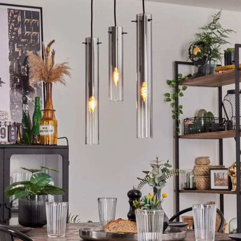 Suspension Caimitte Clair, Fumé, 3 lumières