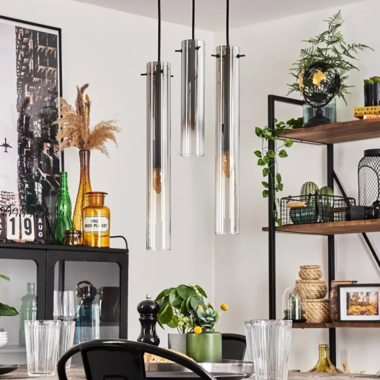 Suspension Caimitte Clair, Fumé, 3 lumières