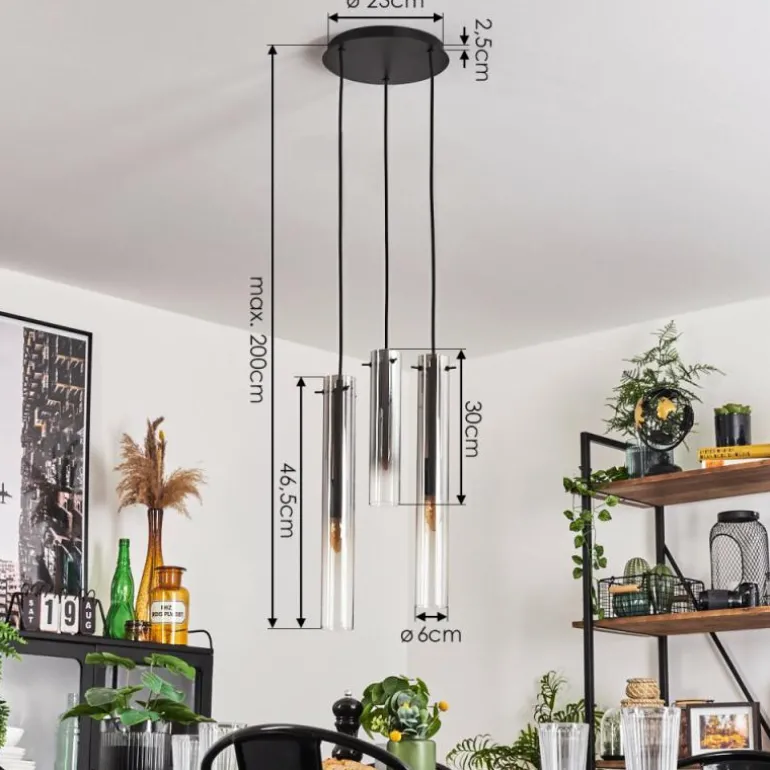 Suspension Caimitte Clair, Fumé, 3 lumières