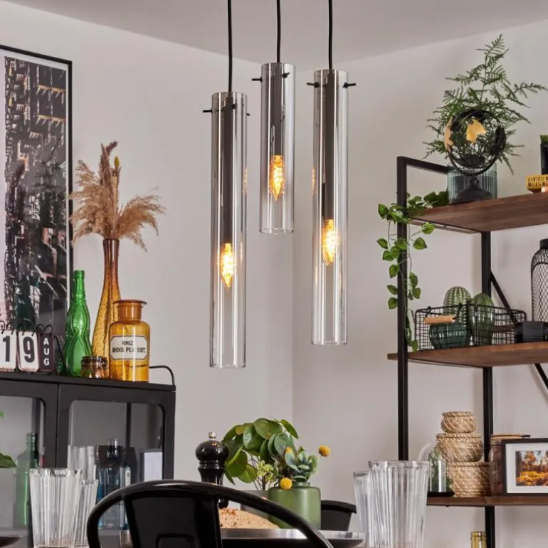 Suspension Caimitte Clair, Fumé, 3 lumières