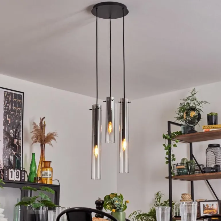 Suspension Caimitte Clair, Fumé, 3 lumières