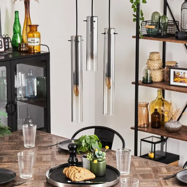 Suspension Caimitte Clair, Fumé, 3 lumières