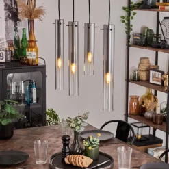 Suspension Caimitte Clair, Fumé, 4 lumières