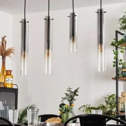 Suspension Caimitte Clair, Fumé, 4 lumières