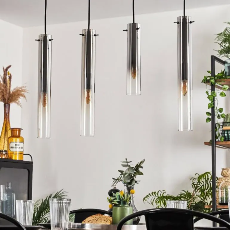 Suspension Caimitte Clair, Fumé, 4 lumières