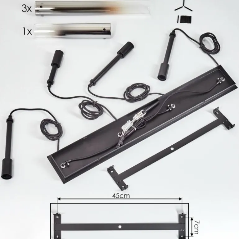Suspension Caimitte Clair, Fumé, 4 lumières