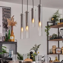 Suspension Caimitte Clair, Fumé, 4 lumières