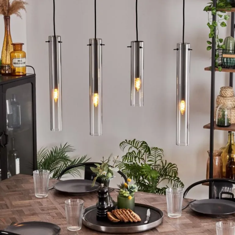 Suspension Caimitte Clair, Fumé, 4 lumières