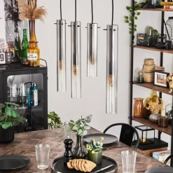 Suspension Caimitte Clair, Fumé, 4 lumières