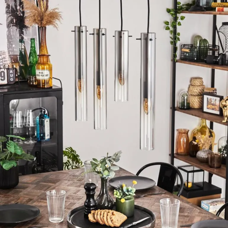 Suspension Caimitte Clair, Fumé, 4 lumières