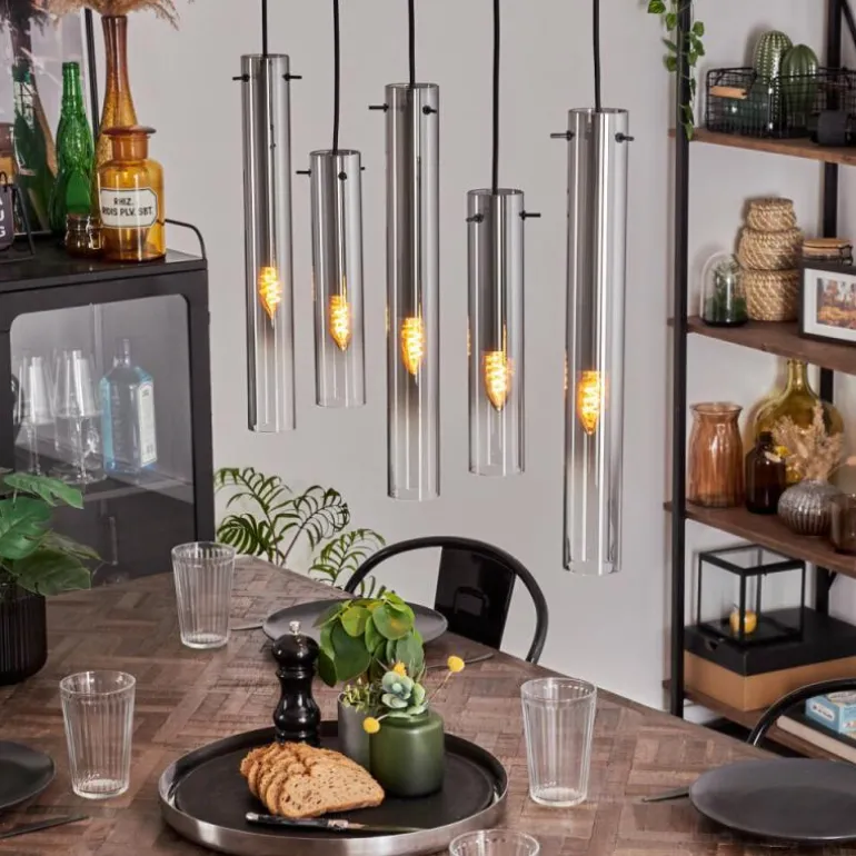 Suspension Caimitte Clair, Fumé, 5 lumières