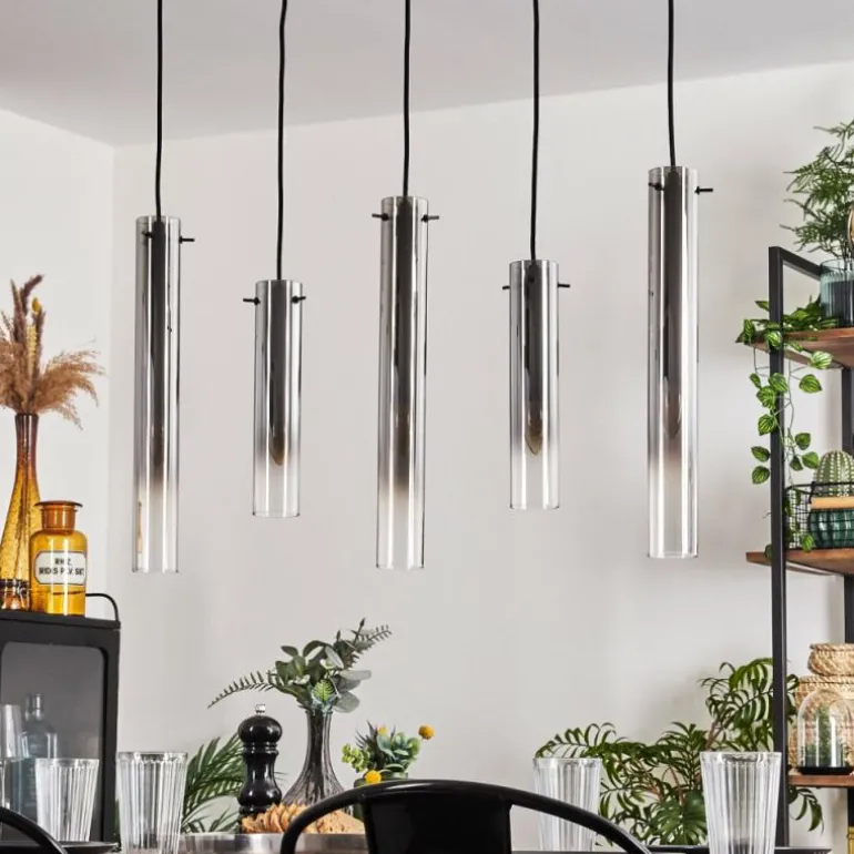 Suspension Caimitte Clair, Fumé, 5 lumières