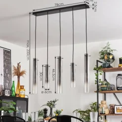 Suspension Caimitte Clair, Fumé, 5 lumières