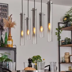 Suspension Caimitte Clair, Fumé, 5 lumières