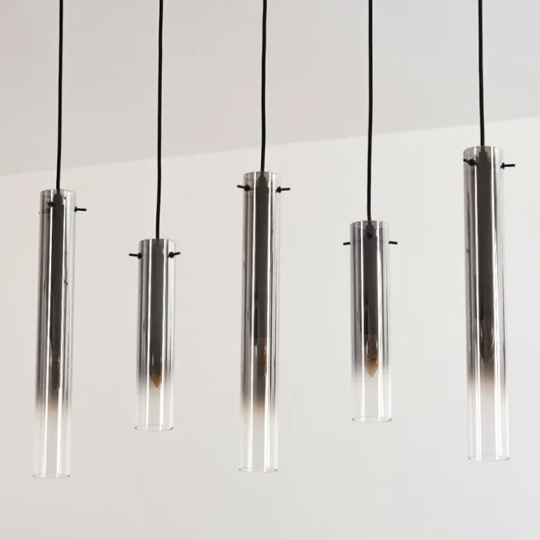 Suspension Caimitte Clair, Fumé, 5 lumières